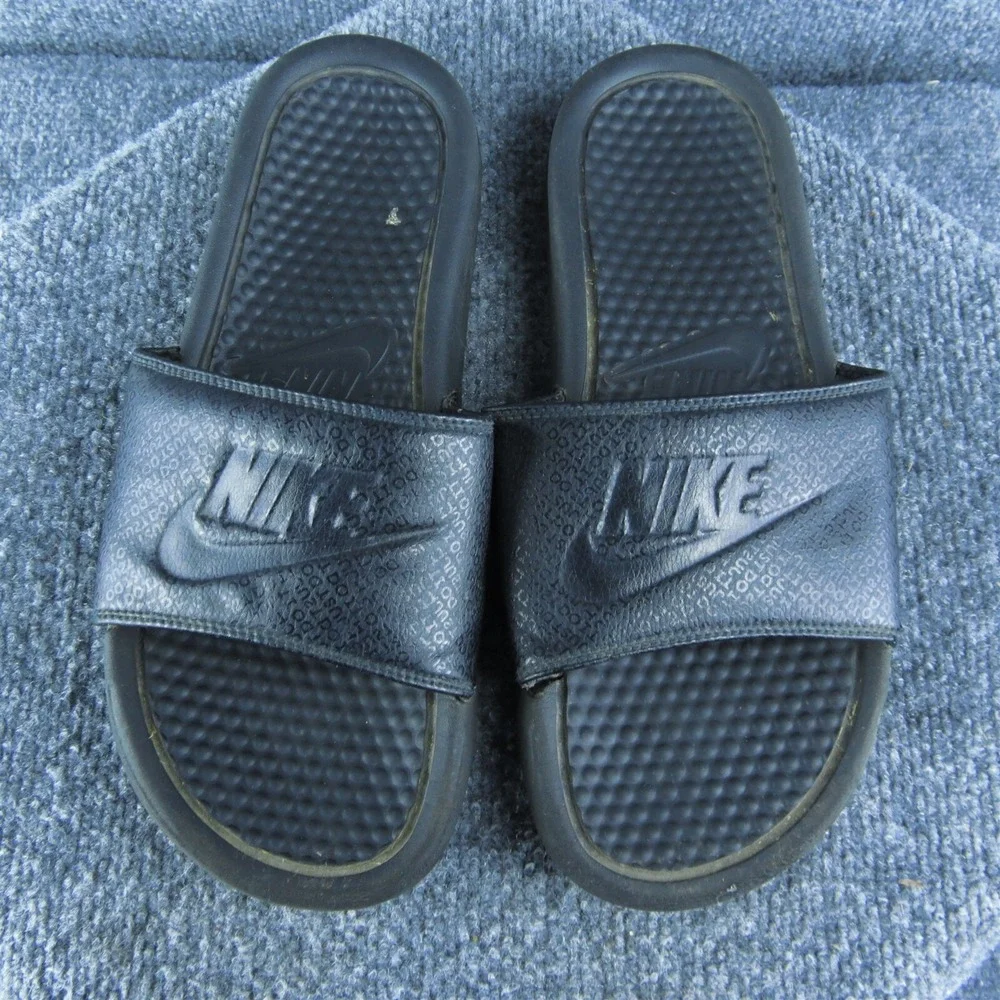 Nike  Men Slide Sandals Size 8 Medium Black Synthetic‎ Slip On